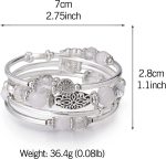 FULU AUTUMN Stackable Beaded Bracelets for Women Boho Wrap Silver Bracelet Layered Fashion Jewelry Gifts for Her - Image 6